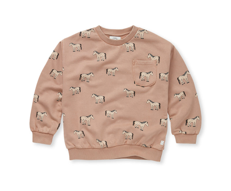 SWEATSHIRT POCKET HORSES PRINT | SPROET & SPROUT