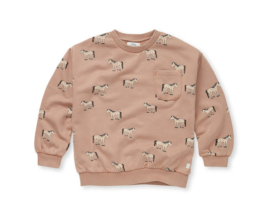 SWEATSHIRT POCKET HORSES PRINT | SPROET & SPROUT