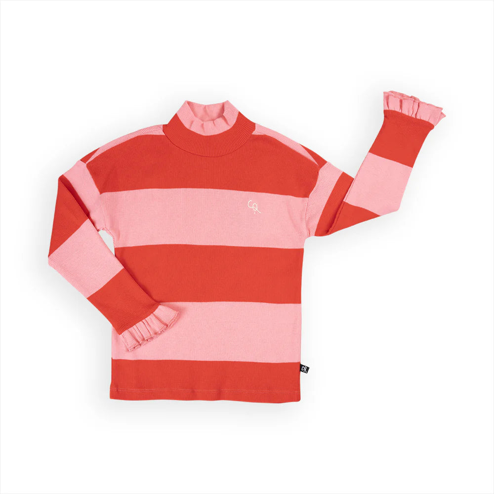 STRIPES RED PINK TURTLENECK LONGSLEEVE | CARLIJNQ