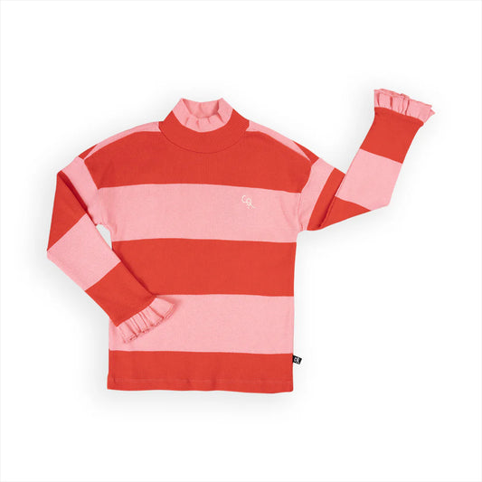 STRIPES RED PINK TURTLENECK LONGSLEEVE | CARLIJNQ