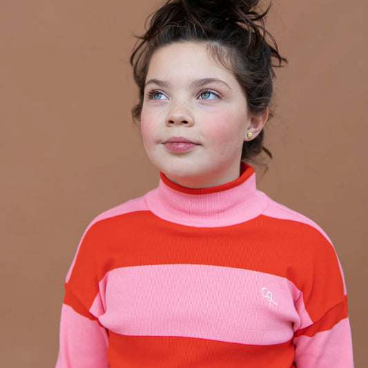 STRIPES RED PINK TURTLENECK LONGSLEEVE | CARLIJNQ