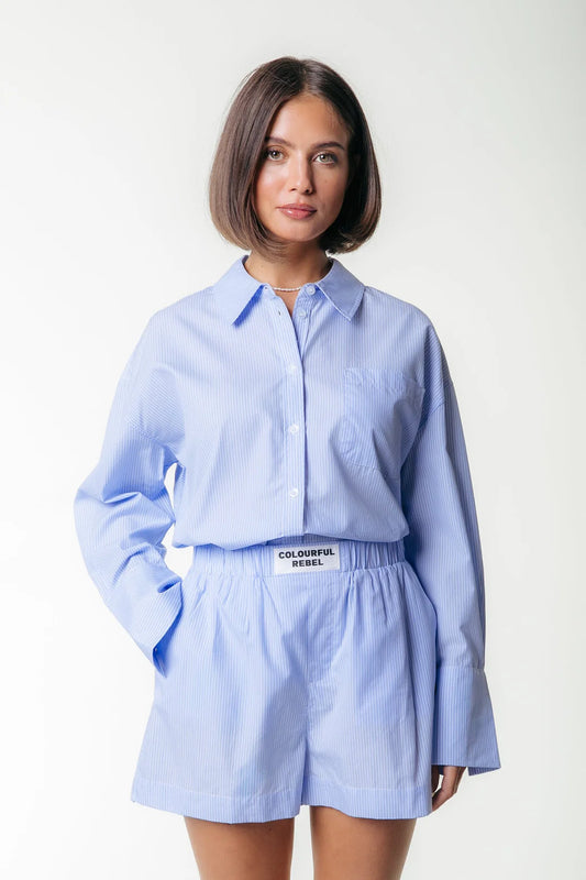 LYN STRIPED SHORT LIGHT BABY BLUE | COLOURFUL REBEL