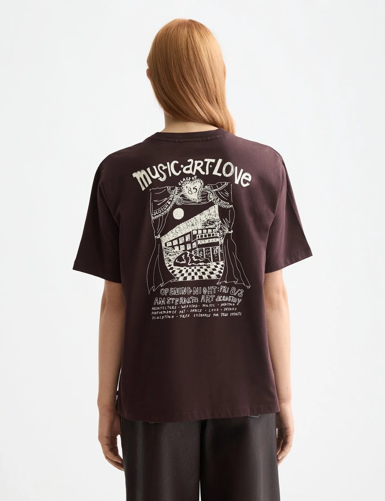 ARTWORK LOOSE FIT T-SHIRT CHOCOLATE PLUM | SCOTCH & SODA