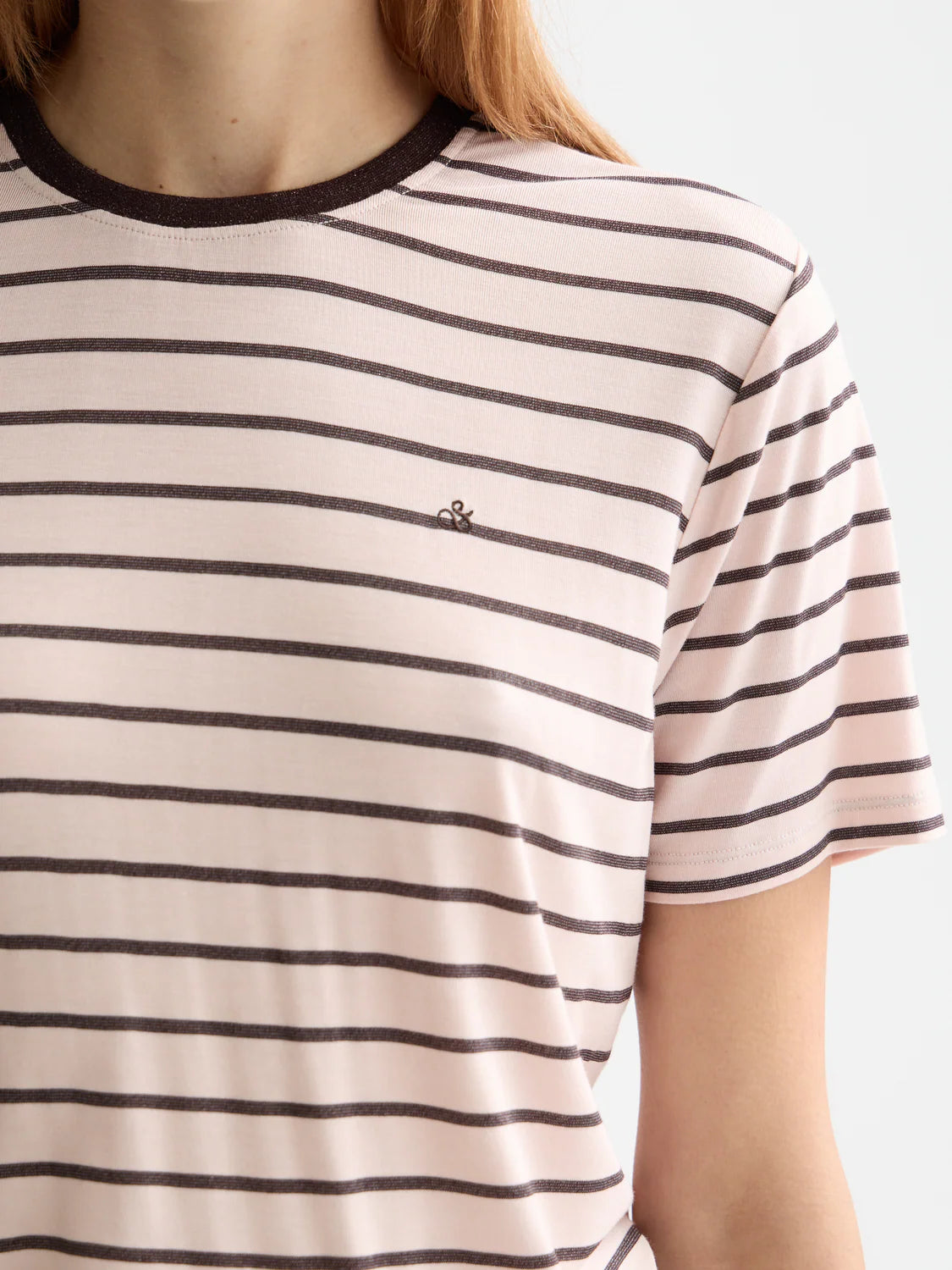 STRIPED REGULAR T-SHIRT CHOCOLATE PLUM | SCOTCH & SODA