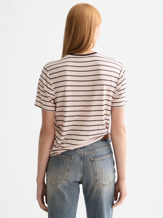 STRIPED REGULAR T-SHIRT CHOCOLATE PLUM | SCOTCH & SODA