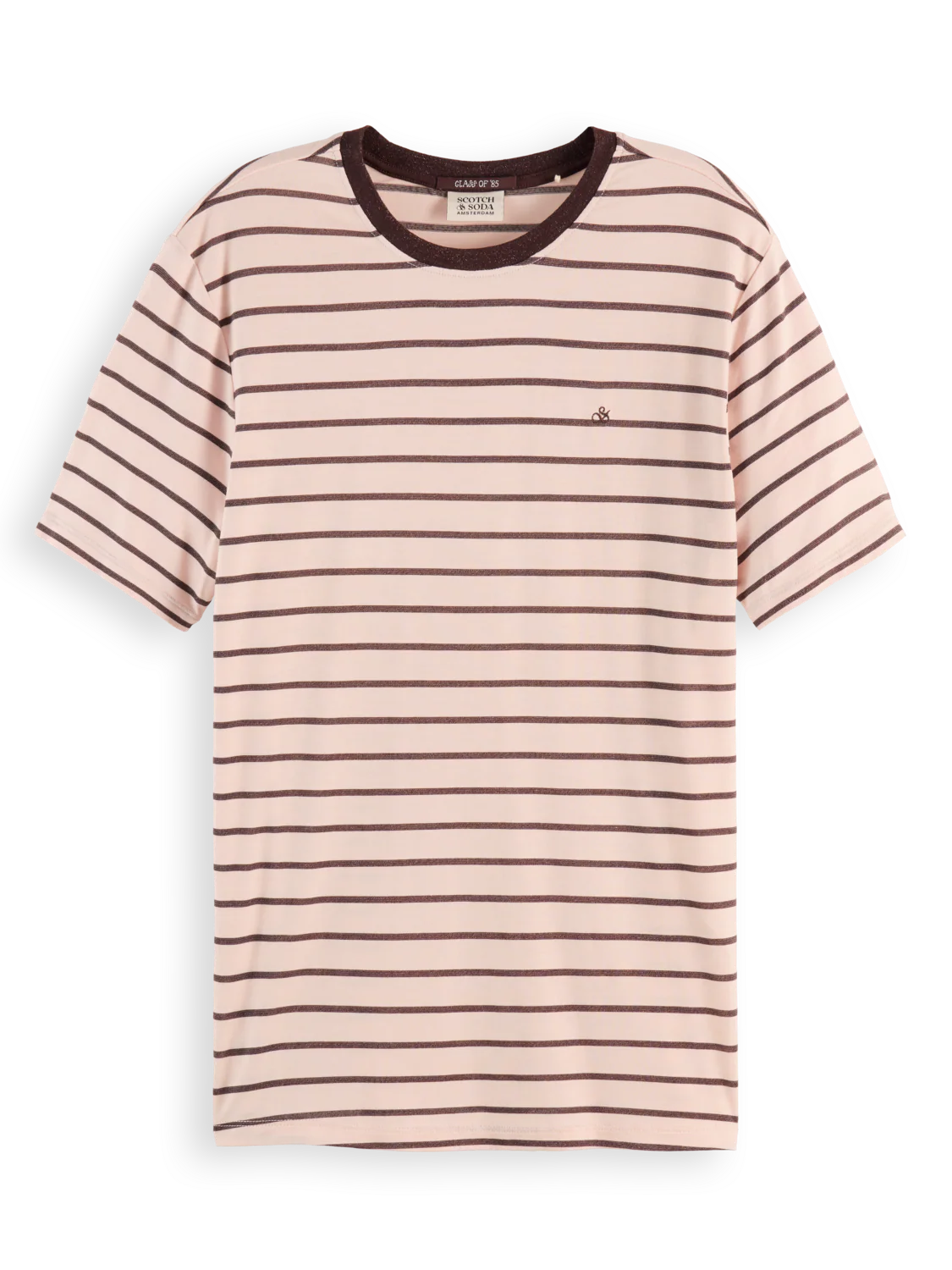 STRIPED REGULAR T-SHIRT CHOCOLATE PLUM | SCOTCH & SODA