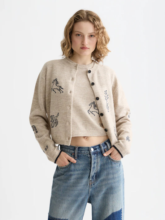 EMBROIDERED CREW NECK CARDIGAN | SCOTCH & SODA