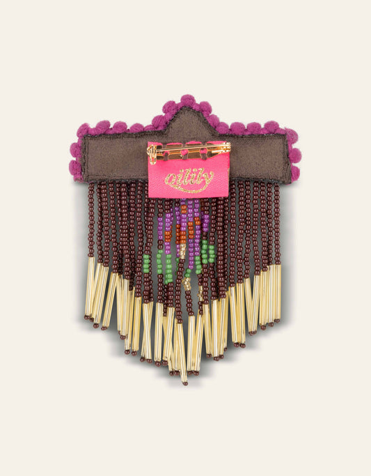 FRINGES BROOCH COFFEE BEAN | OILILY