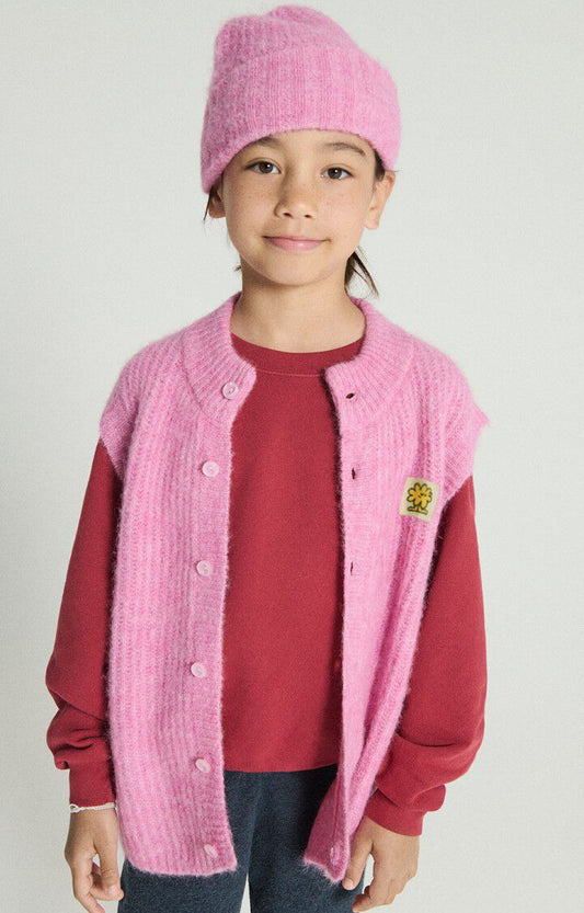 KINDER CARDIGAN BUBBLE ROZE GEMELEERD | AMERICAN VINTAGE
