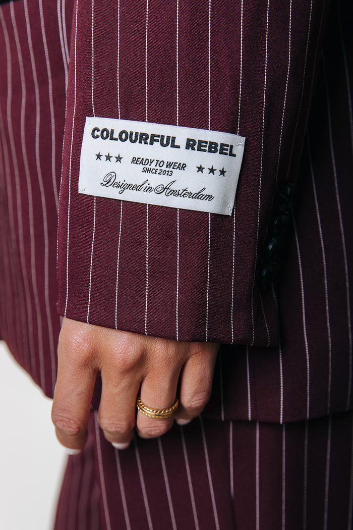 JESRA STRIPE BLAZER MERLOT RED | COLOURFUL REBEL