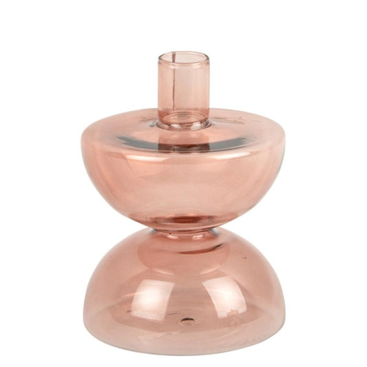 CANDLE HOLDER DIABOLA GLASS FADED PINK | PRESENT TIME