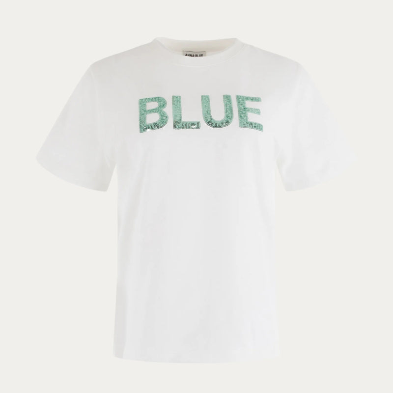 SEQUIN LOGO T-SHIRT | ANNA BLUE