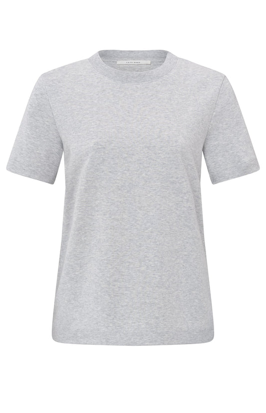 T-SHIRT GRIJS MET RONDE HALS RELAXTE PASVORM | YAYA