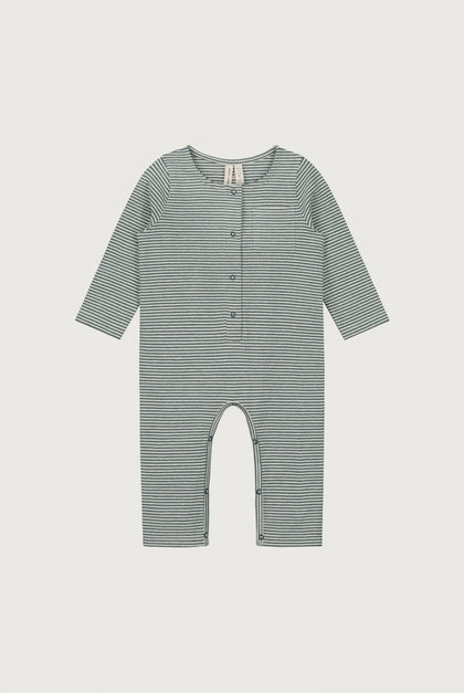 BABY PLAYSUIT STRIPES BLUE | GRAY LABEL