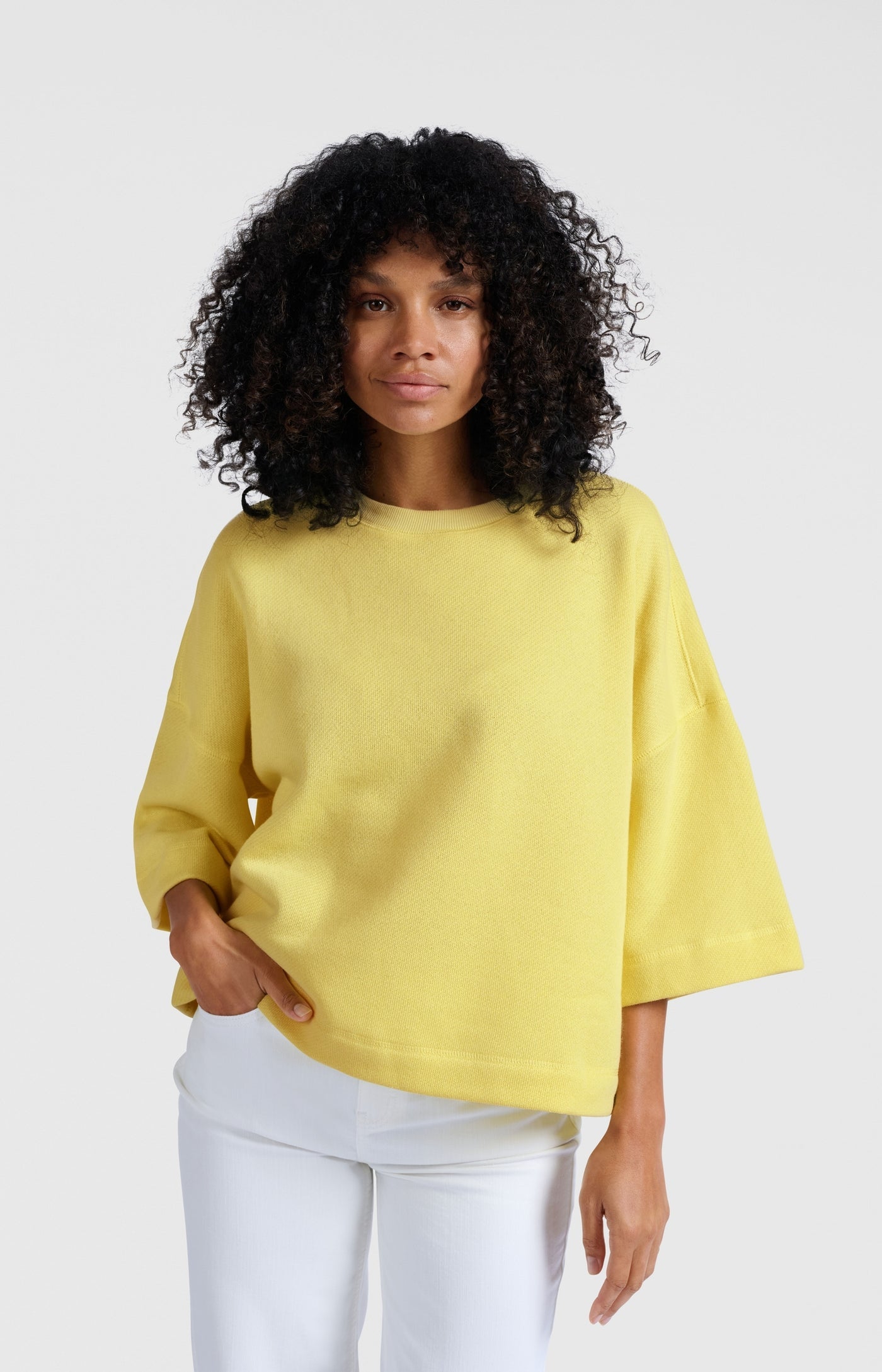 SWEATSHIRT LOSSE PASVORM LEMON GRASS YELLOW | YAYA