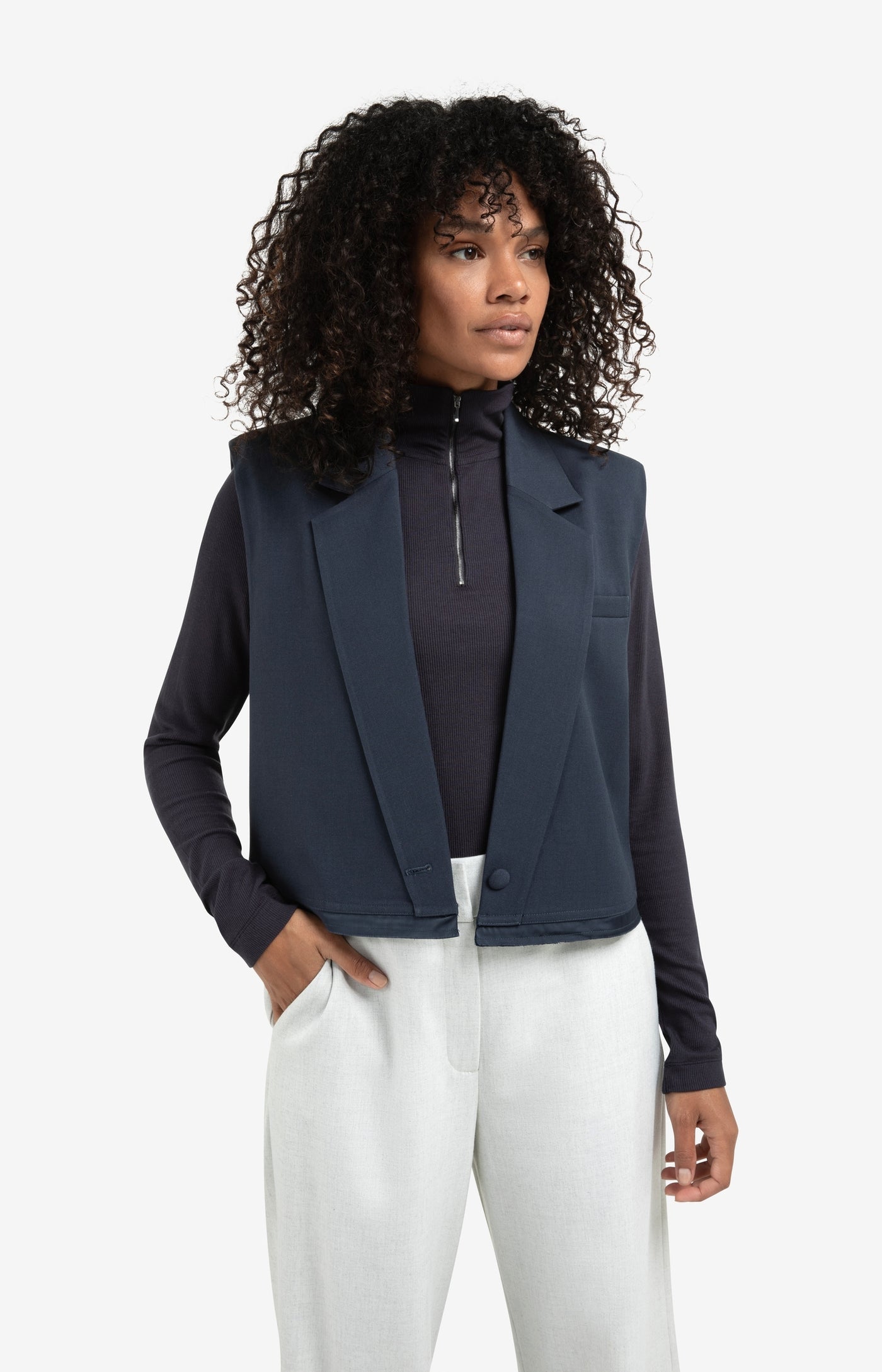 MOUWLOZE KORTE BLAZER BLUE | YAYA
