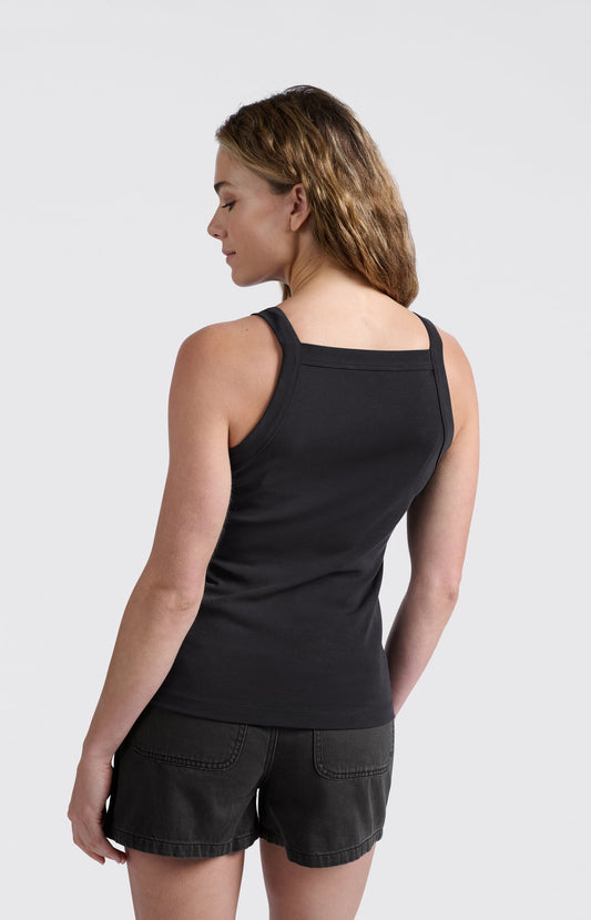 MOUWLOZE TOP MET RECHTE HALS WASHED BLACK | YAYA