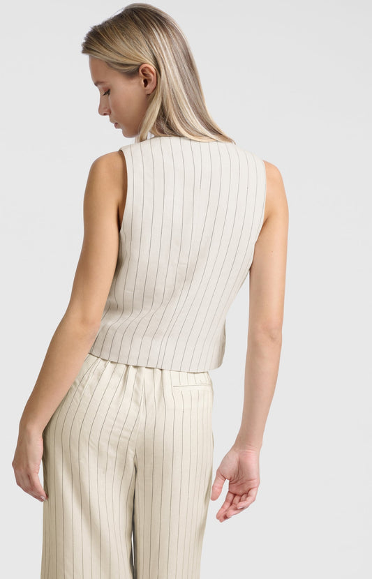 LINNENMIX GILET MET KRIJTSTREEP | YAYA